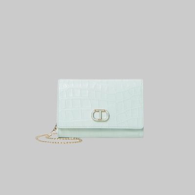 TWINSET | Clutch portafoglio in pelle stampa cocco